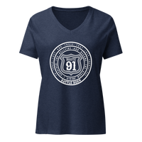 Women’s relaxed v-neck Tee - Route 91 Badge all white