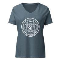 Women’s relaxed v-neck Tee - Route 91 Badge all white