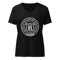 Women’s relaxed v-neck Tee - Route 91 Badge all white