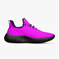 Neon Pink Mesh Knit Sneakers - White/Black Sole