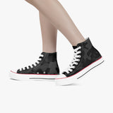 Black Camo High-Top Canvas Shoes - White Sole