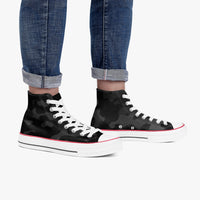 Black Camo High-Top Canvas Shoes - White Sole