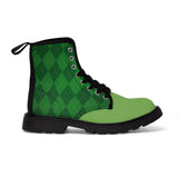 Green Argyle Men's Canvas Boots