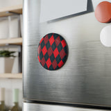 Red Argyle Magnet, Round (1 & 10 pcs)