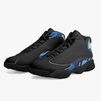 Black Sole High-Top Leather Basketball Sneakers (Black with Blue Camo)