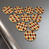 Brown Argyle Magnet, Round (1 & 10 pcs)