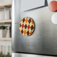 Brown Argyle Magnet, Round (1 & 10 pcs)