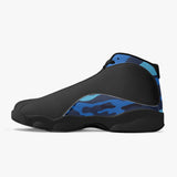 Black Sole High-Top Leather Basketball Sneakers (Black with Blue Camo)