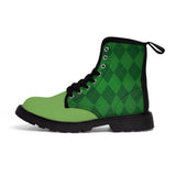 Green Argyle Men's Canvas Boots