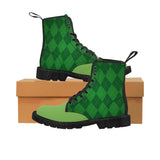 Green Argyle Men's Canvas Boots