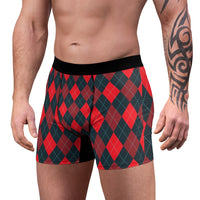 Red Argyle Men's Boxer Briefs