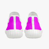 Neon Pink Mesh Knit Sneakers - White/Black Sole