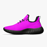 Neon Pink Mesh Knit Sneakers - White/Black Sole