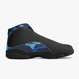 Black Sole High-Top Leather Basketball Sneakers (Black with Blue Camo)