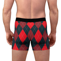 Red Argyle Men's Boxer Briefs