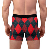 Red Argyle Men's Boxer Briefs