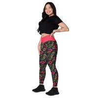 Pineapple Skulls Crossover leggings with pockets