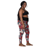 Crossover leggings with pockets - Skulls and Roses