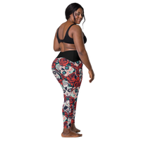 Crossover leggings with pockets - Skulls and Roses