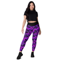 Leggings with pockets - Purple Ferns