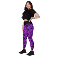 Leggings with pockets - Purple Ferns