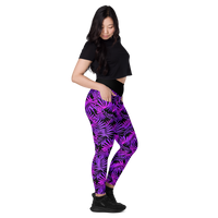 Leggings with pockets - Purple Ferns