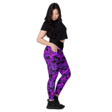 Leggings with pockets - Purple Ferns