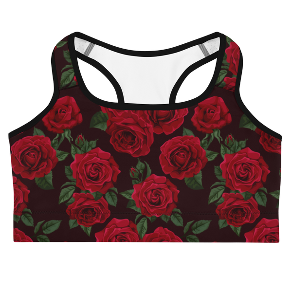 Red Red Rose (Black Back) Sports bra