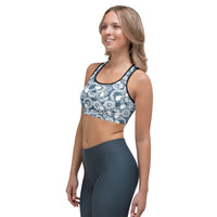 Skulls and Sunflowers Line-art Sports bra