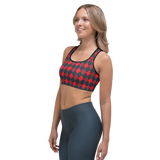 Red/Gray Argyle Sports bra