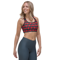 Red/Gray Argyle Sports bra