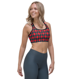 Red/Gray Argyle Sports bra