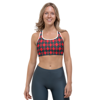 Red/Gray Argyle Sports bra