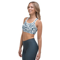 Skulls and Sunflowers Line-art Sports bra