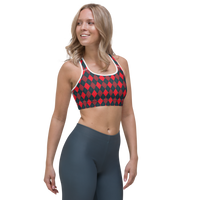 Red/Gray Argyle Sports bra