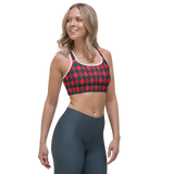 Red/Gray Argyle Sports bra