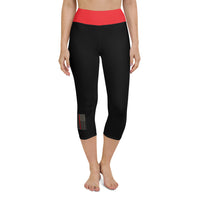 USA Flag 9thin red line) - Yoga Capri Leggings