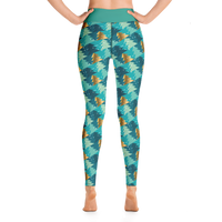 Green and Gold Trees Yoga Leggings