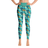 Green and Gold Trees Yoga Leggings