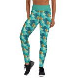 Green and Gold Trees Yoga Leggings