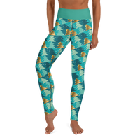 Green and Gold Trees Yoga Leggings