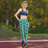 Green and Gold Trees Yoga Leggings