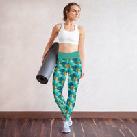 Green and Gold Trees Yoga Leggings