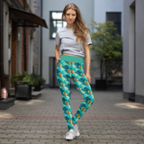 Green and Gold Trees Yoga Leggings