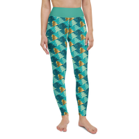 Green and Gold Trees Yoga Leggings