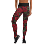 Red Red Rose (Black Band) Yoga Leggings