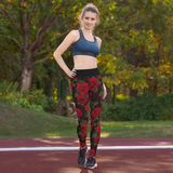 Red Red Rose (Black Band) Yoga Leggings