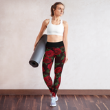 Red Red Rose (Black Band) Yoga Leggings