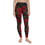 Red Red Rose (Black Band) Yoga Leggings