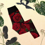 Red Red Rose (Black Band) Yoga Leggings